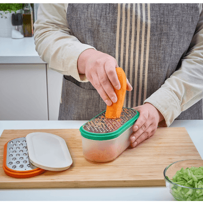 UPPFYLLD Grater with container, set of 4, mixed colours