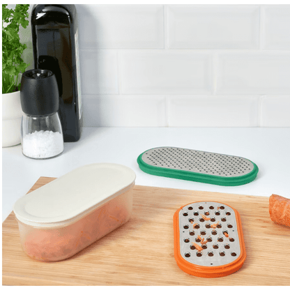 UPPFYLLD Grater with container, set of 4, mixed colours