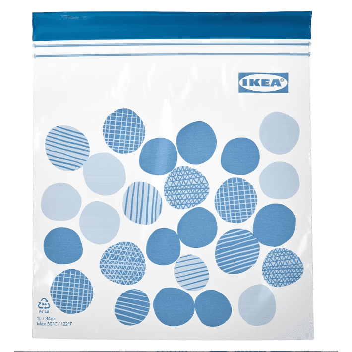 ISTAD Resealable bag, patterned/bright blue, 1 Liter (Set of 25)