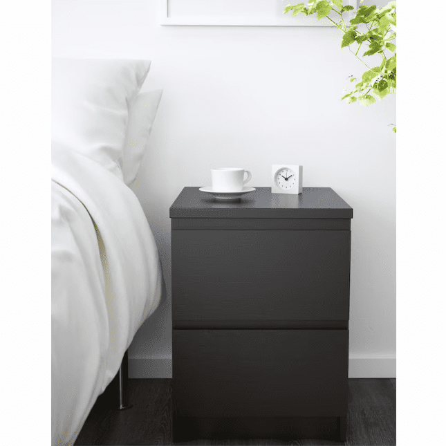 MALM Bedroom furniture, set of 4, black-brown, 140x200 cm