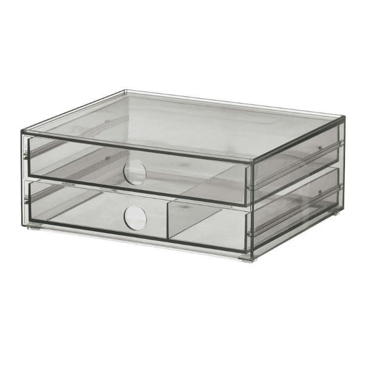 GODMORGON Mini chest with 2 drawers, smoked, 23x19x9 cm