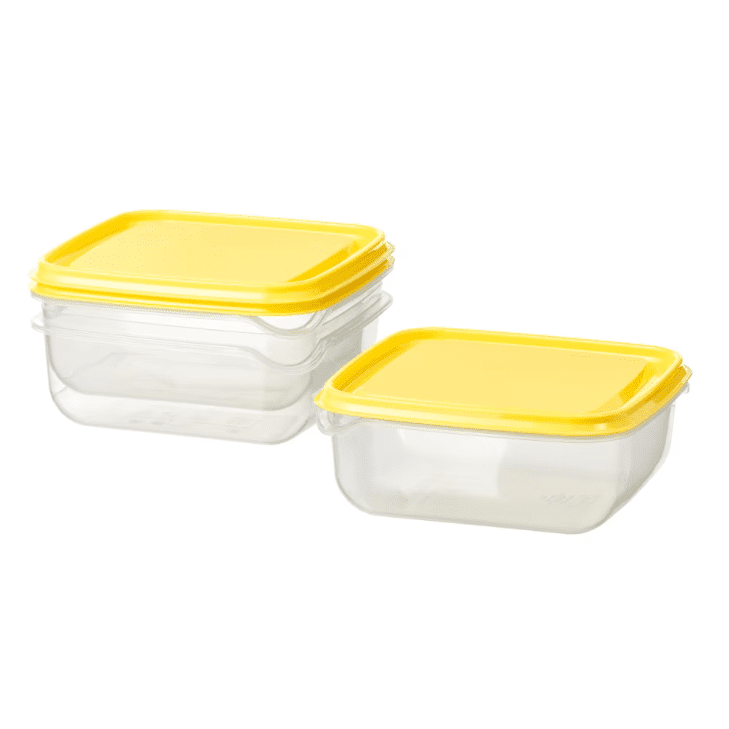 PRUTA Food container, transparent/yellow, 0.6 l set of 3