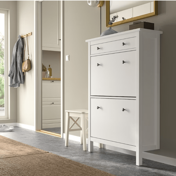 HEMNES Shoe cabinet with 2 compartments, white, 89x30x127 cm