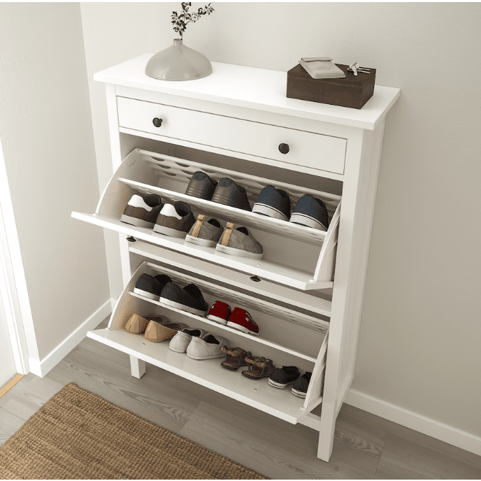 HEMNES Shoe cabinet with 2 compartments, white, 89x30x127 cm