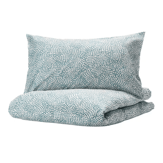 TRÃƒâ€žDKRASSULA Duvet cover and 2 pillowcases, white/blue, 240x220/50x80 cm