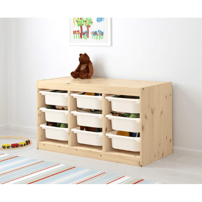 TROFAST Storage combination with boxes, light white stained pine/white, 93x44x52 cm