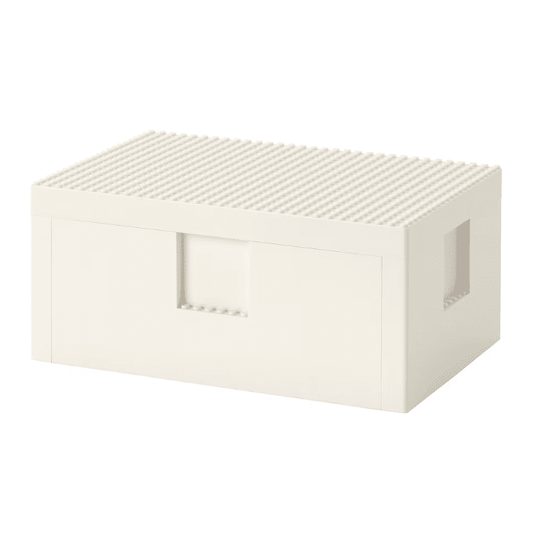 BYGGLEK LEGO® box with lid, white, 26x18x12 cm
