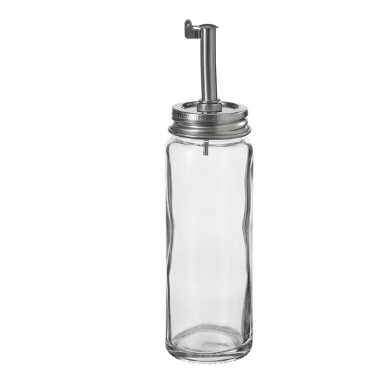 CITRONHAJ Oil/vinegar bottle, clear glass/stainless steel, 16 cm