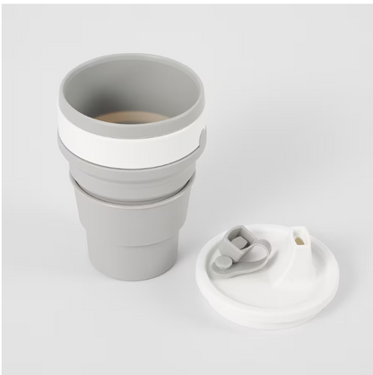 FRUKOSTMÅL Mug, collapsible, grey/white, 350 ML