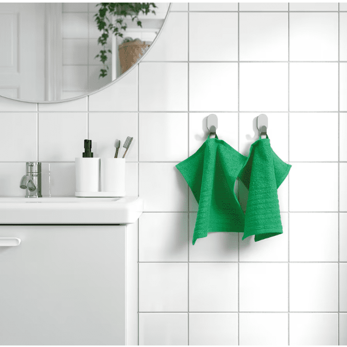 VÅGSJÖN Washcloth, bright green, 30x30 cm Set of 4 Pieces