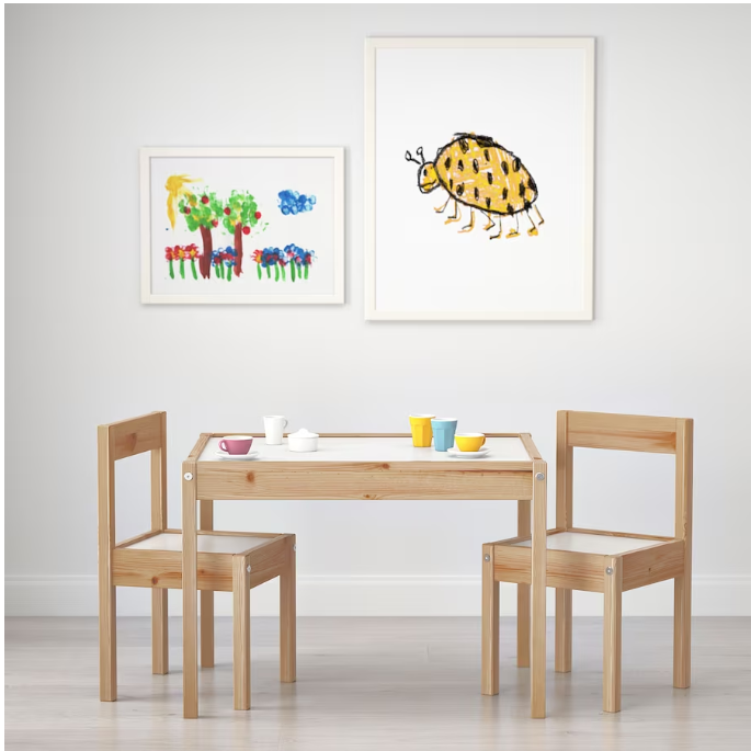 LÄTT Children's table with 2 chairs, white/pine