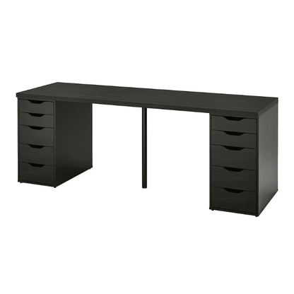 LAGKAPTEN / ALEX Desk, black-brown/black, 200x60 cm