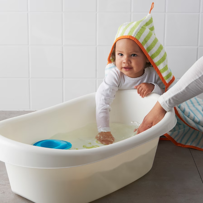 LÄTTSAM Baby bath, white/green