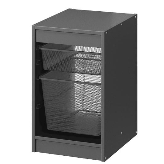 TROFAST Storage combination with boxes, grey/dark grey, 34x44x56 cm