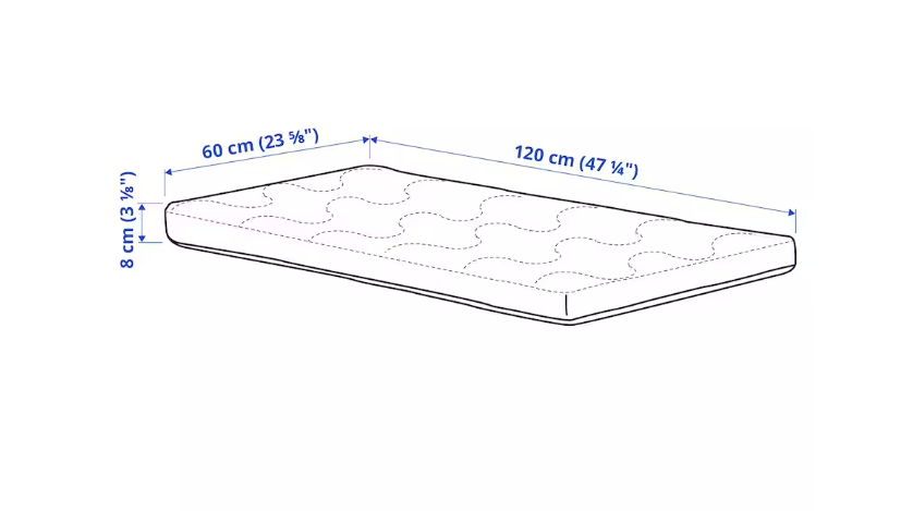 KRUMMELUR Foam mattress for cot, 60x120x8 cm