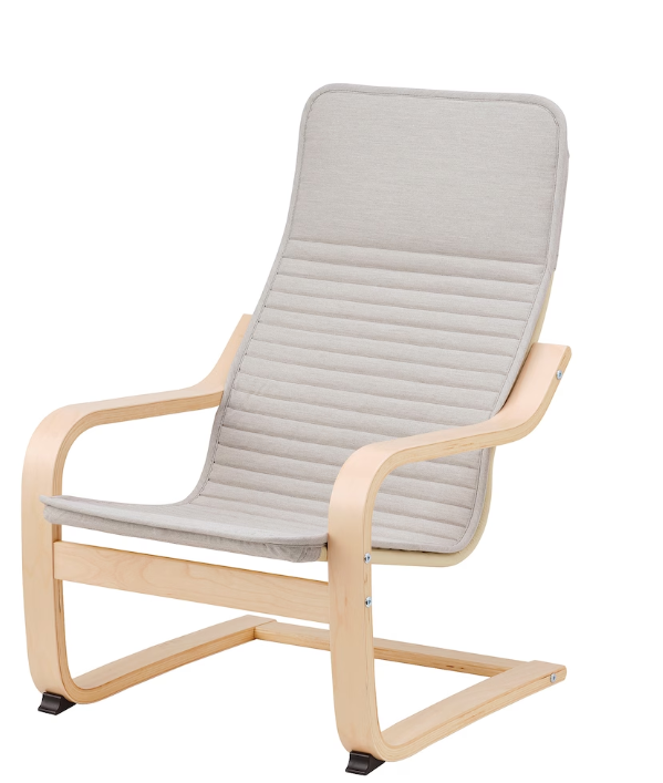 POÄNG Children's armchair, birch veneer/Knisa light beige