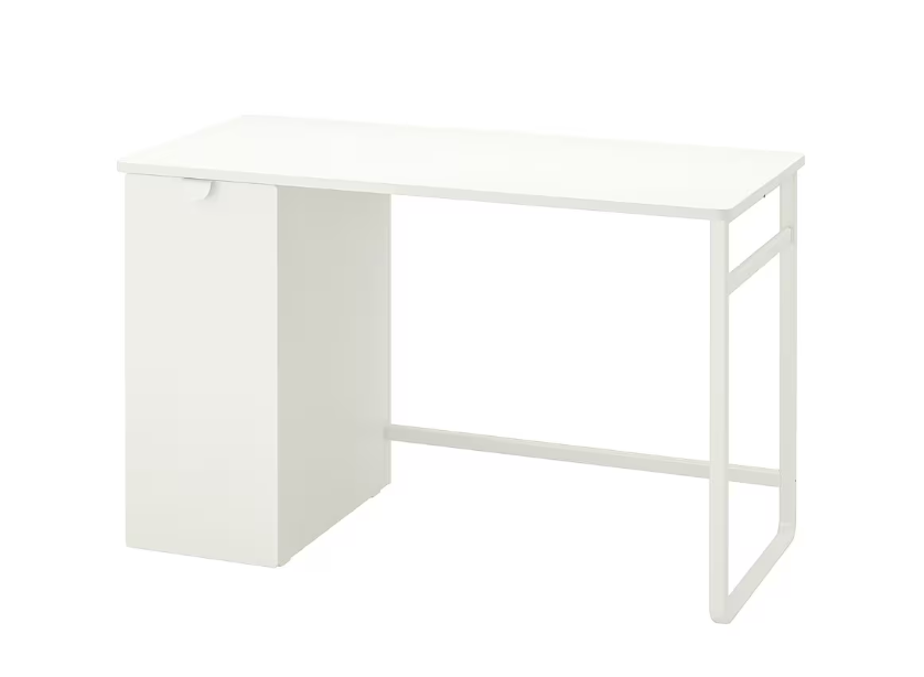 LÄRANDE Desk with pull-out storage unit, white, 120x58 cm