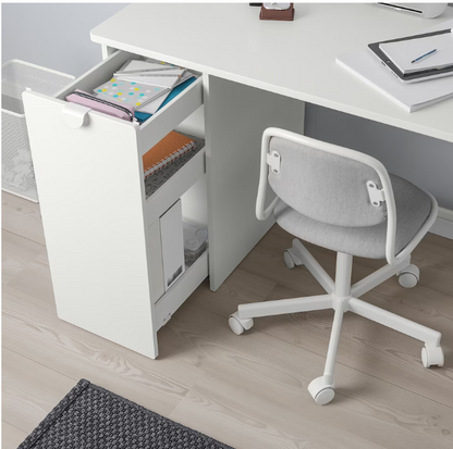 LÄRANDE Desk with pull-out storage unit, white, 120x58 cm