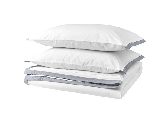 TÅTELSMYGARE Duvet cover and 2 pillowcases, white/blue, 240x220/50x80 cm