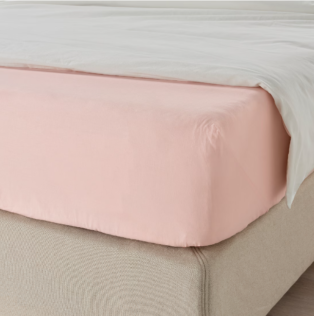 DVALA Fitted sheet, light pink, 180x200 cm