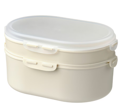 UTBJUDA Stackable lunch box for dry food, light grey-beige