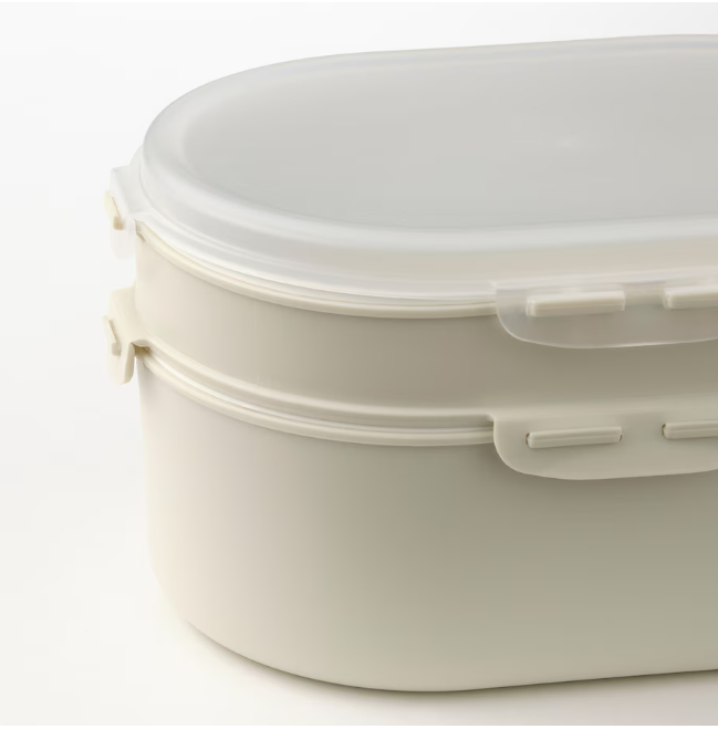 UTBJUDA Stackable lunch box for dry food, light grey-beige