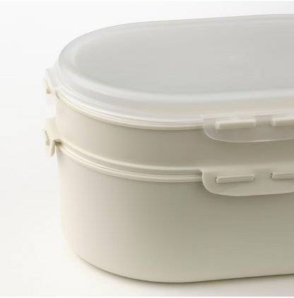 UTBJUDA Stackable lunch box for dry food, light grey-beige