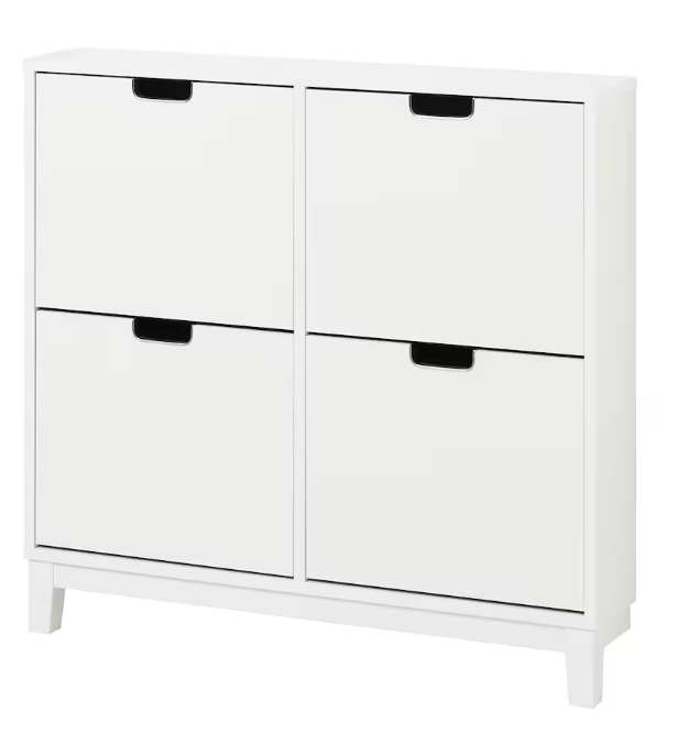 STÄLL Shoe cabinet with 4 compartments, white, 96x17x90 cm