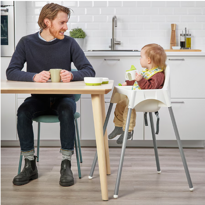 ANTILOP Highchair with safety belt, white/silver-color