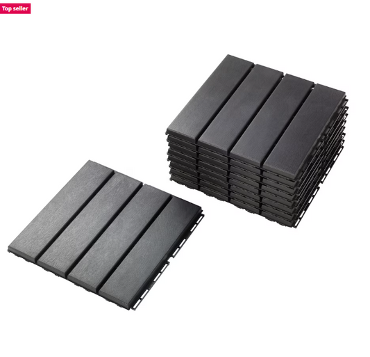 RUNNEN Floor decking, outdoor, dark grey, 0.81 m²