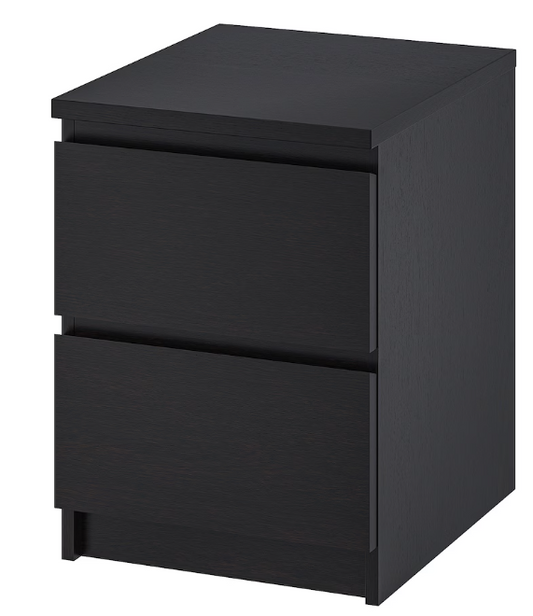Malm Chest of 2 drawers, black-brown, 40x55 cm