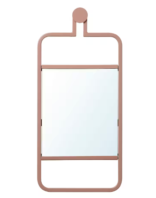 GRANVÅG Mirror, wall hanging/pink, 22x48 cm