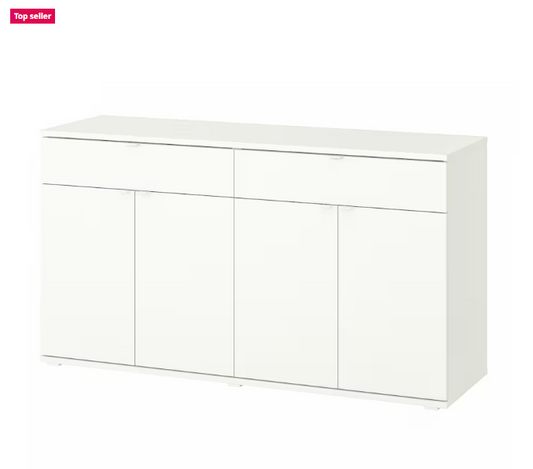 VIHALS Sideboard, white, 140x37x75 cm