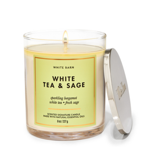 WHITE TEA & SAGE Signature Single Wick Candle