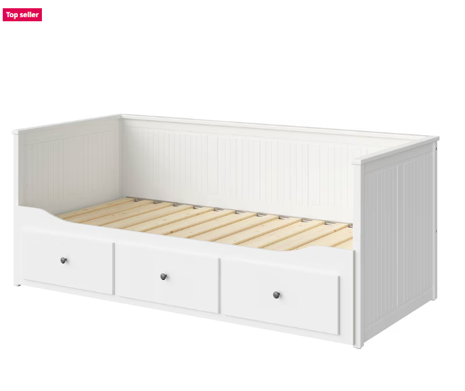 HEMNES Day-bed frame with 3 drawers, white, 80x200 cm