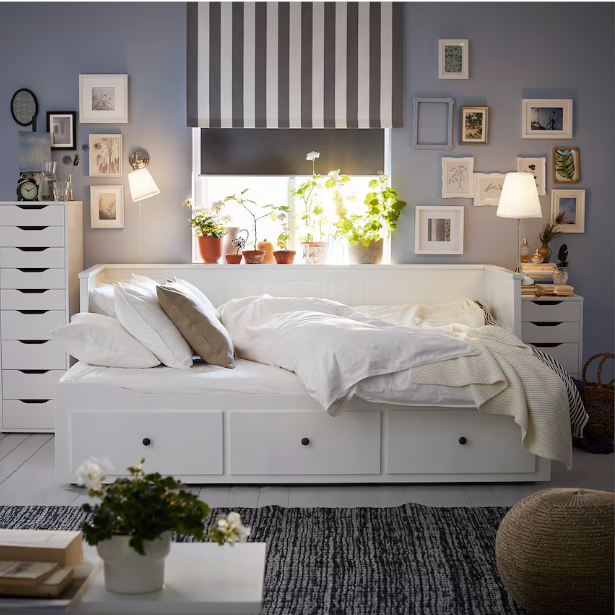 HEMNES Day-bed frame with 3 drawers, white, 80x200 cm