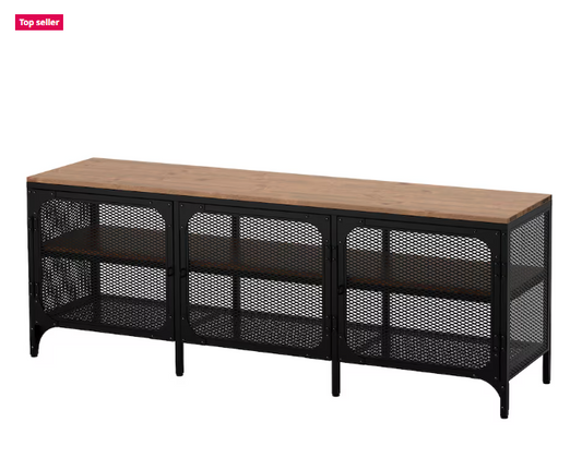 FJÄLLBO TV bench, black, 150x36x54 cm