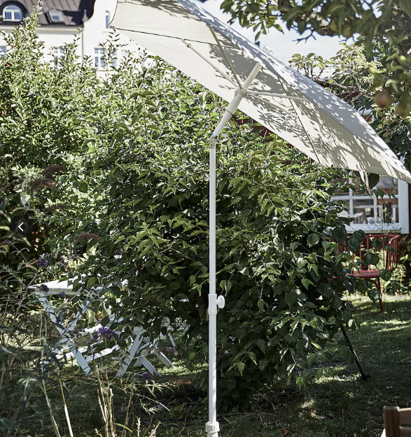 TVETÖ Parasol, tilting/grey-beige white, 180x145 cm