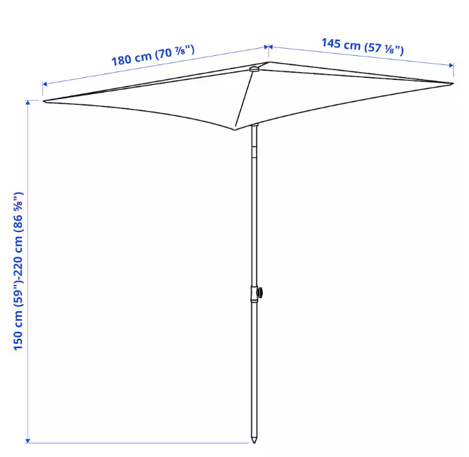 TVETÖ Parasol, tilting/grey-beige white, 180x145 cm