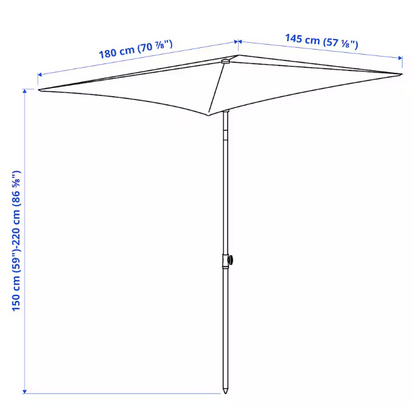 TVETÖ Parasol, tilting/grey-beige white, 180x145 cm