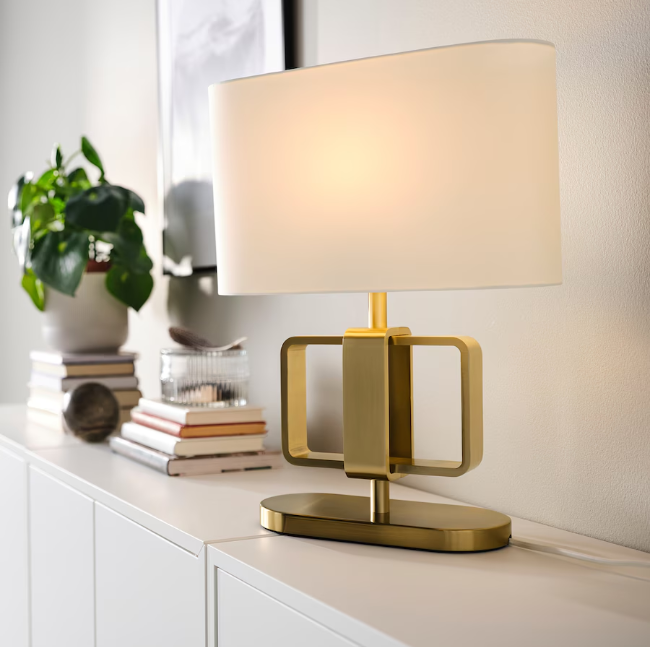 UPPVIND Table lamp, brass-plated/white, 47 cm