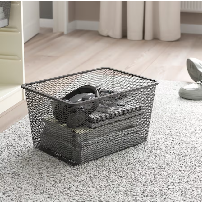 TROFAST Storage combination with boxes, white/dark grey, 46x30x94 cm