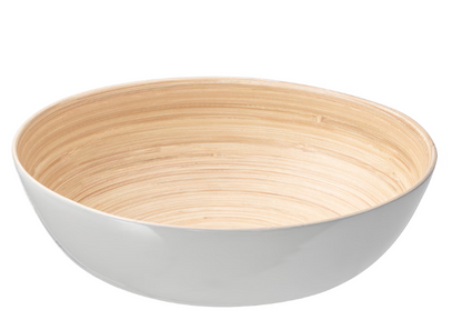 RUNDLIG Serving bowl, bamboo/white, 30 cm