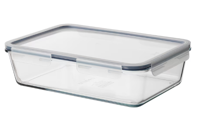 IKEA 365+ Food container with lid, rectangular/glass plastic, 3.1 l