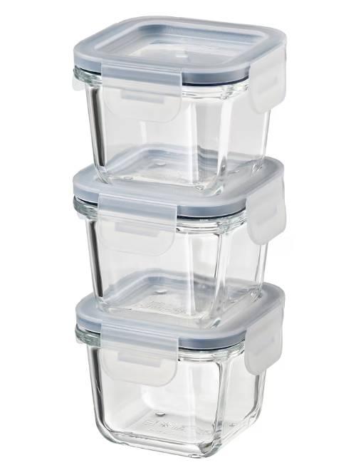 IKEA 365+ Food container with lid, square/glass, 180 ml