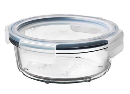 IKEA 365+ Food container with lid, round glass/plastic, 400 ml