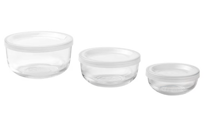 BESTÄMMA Food container with lid, set of 3, glass