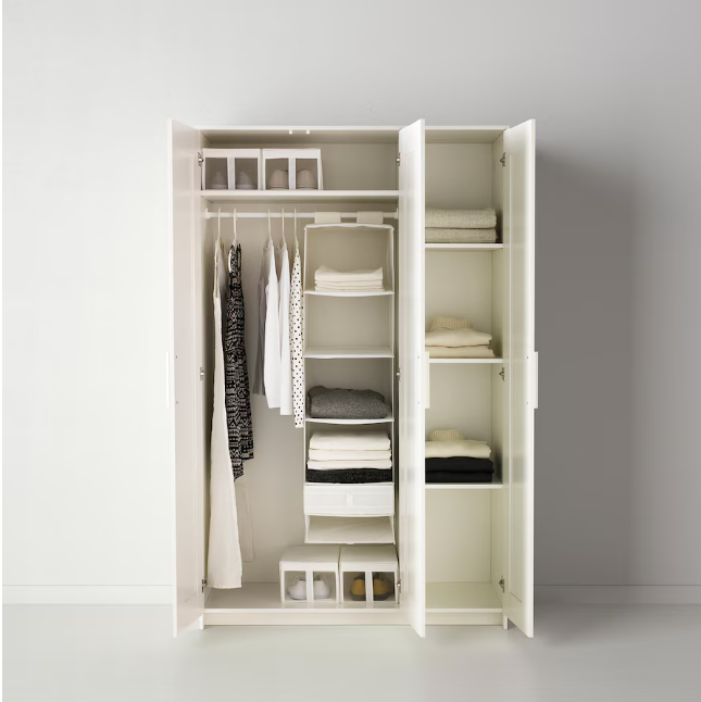 BRIMNES Wardrobe with 3 doors, white, 117x190 cm