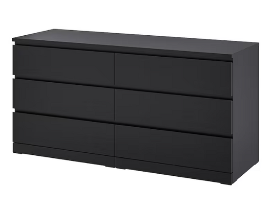 Malm Chest of 6 drawers, black-brown, 160x78 cm