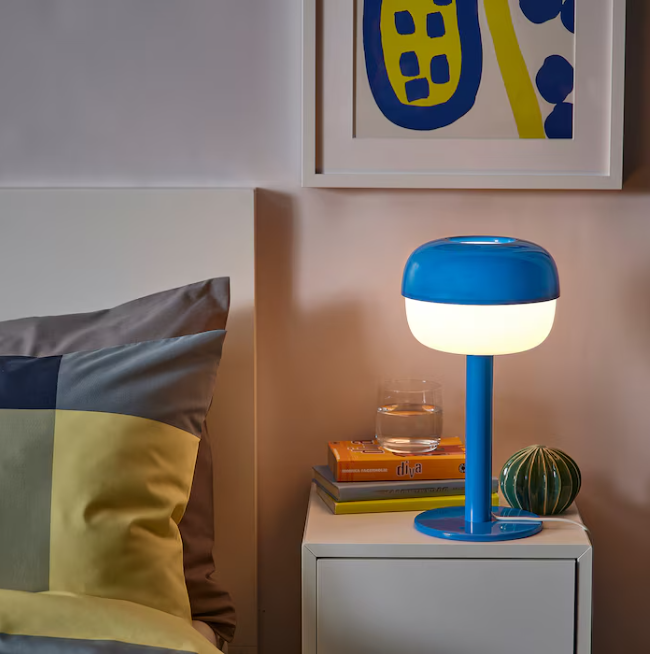 BLÅSVERK Table lamp, blue, 36 cm